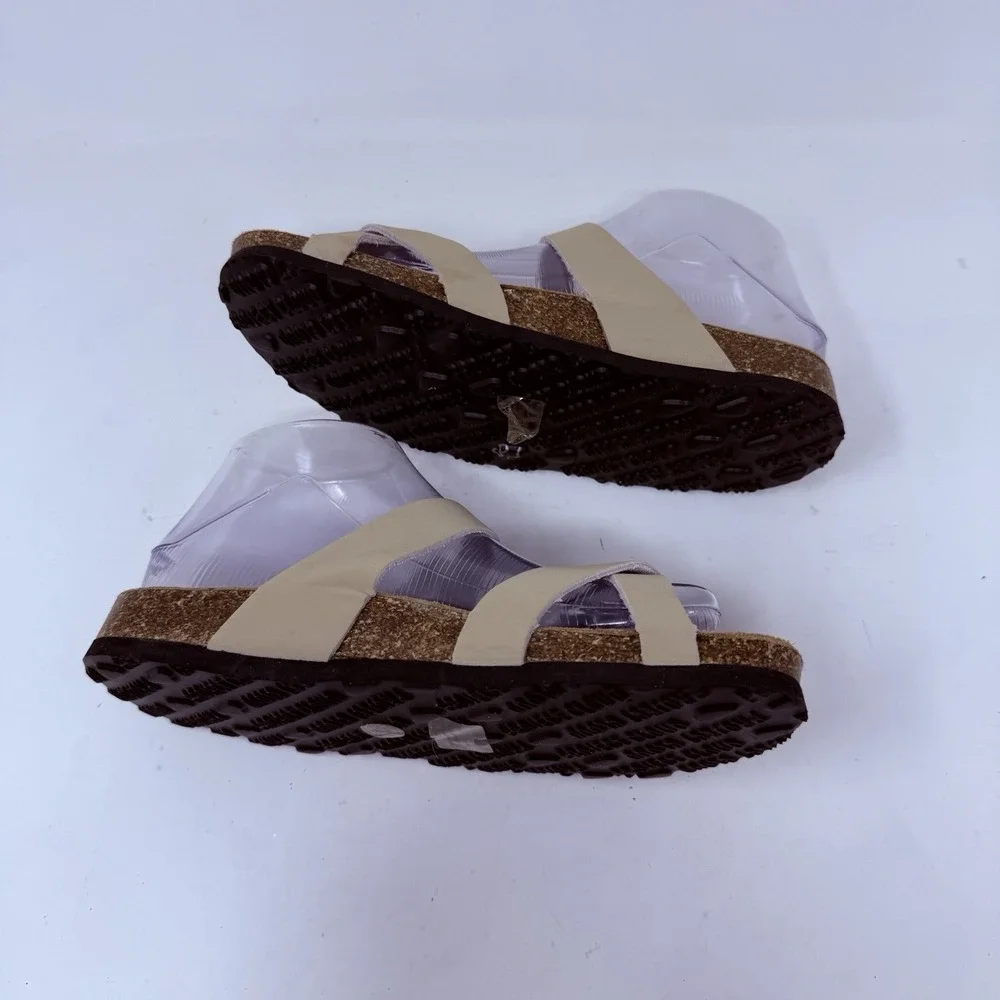 Project Cloud Genuine Leather Womens Sandals - Comfortable Cork Tan size 7